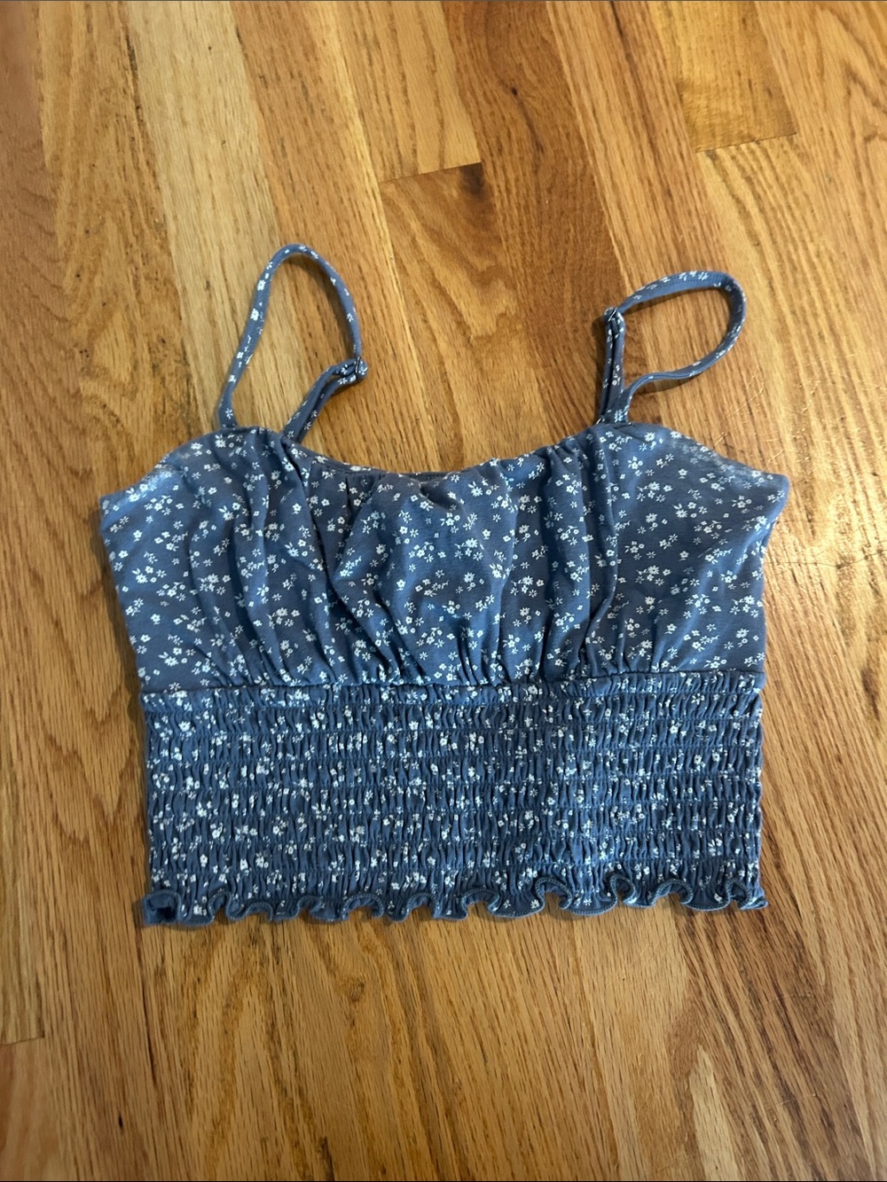Hollister Blue Floral Smocked Crop Cami